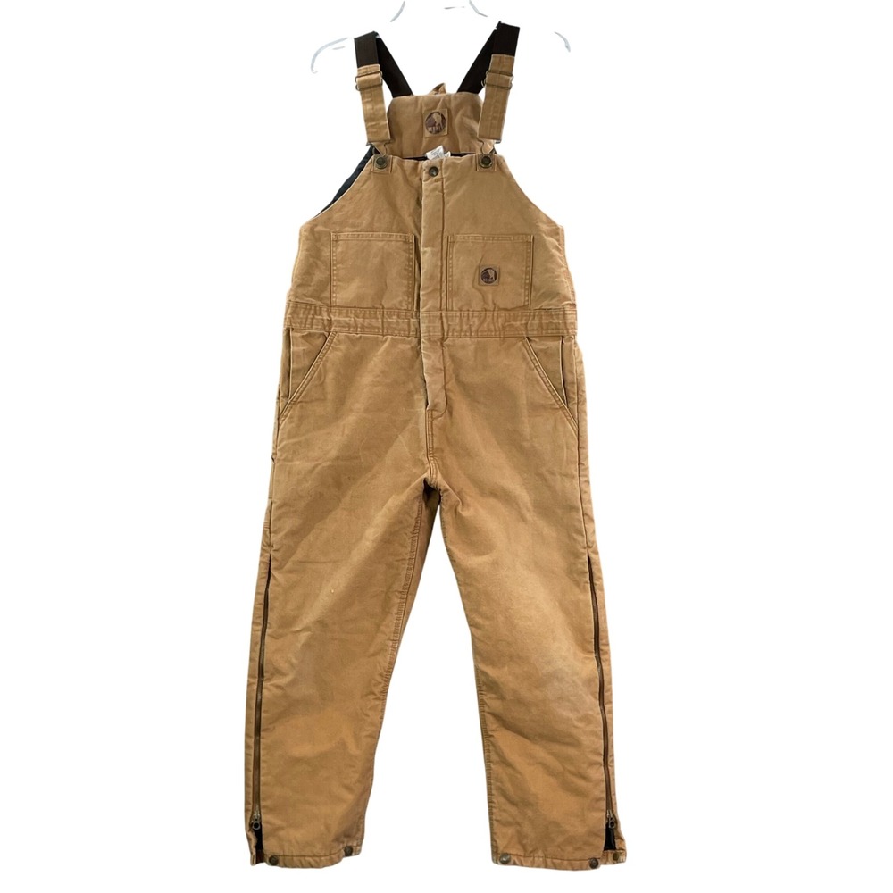 Berne Bib Overalls Youth Large 14-16 Brown Insulated Duck Canvas BB20BD Workwear
